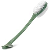 EcoTools Sea Gems Bath Bristle Brush, Dual-Sided Back Scrubber for Shower | Smooths rough spots, shower brush for back, dual-sided, long handle bath brush, vegan, low-waste design, body wash brush
