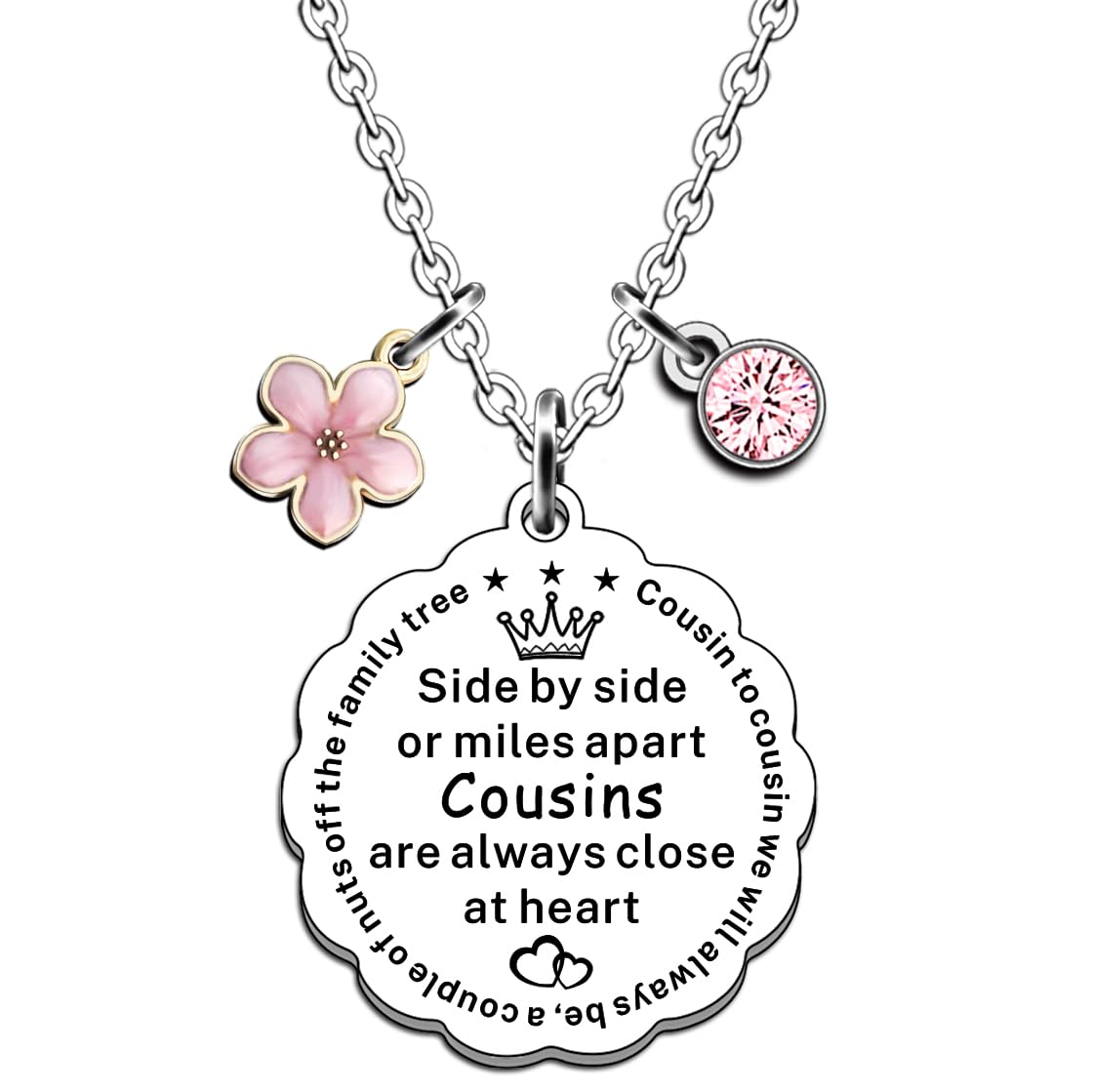 JMIMO Cousin Gifts Necklace for Women Girls - Side By Side Or Miles Apart Cousins Are Always Close At Heart