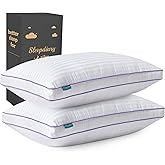 SLEEPDIARY Pillows Queen Size Set of 2,Hotel-Quality Bed Pillows with Zipper for Adjustable Loft, Machine Washable, Down Alternative Filling for Back, Side & Stomach Sleepers, White