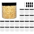zmybcpack 21 Pack 16 oz Plastic Jars With Lids, Extra Labels, 1 Pen, Clear PET Seal Jar for Food Storage,Wide Opening Storage jar For Dry Food, Peanut, Powder, Kitchen & Craft Storage
