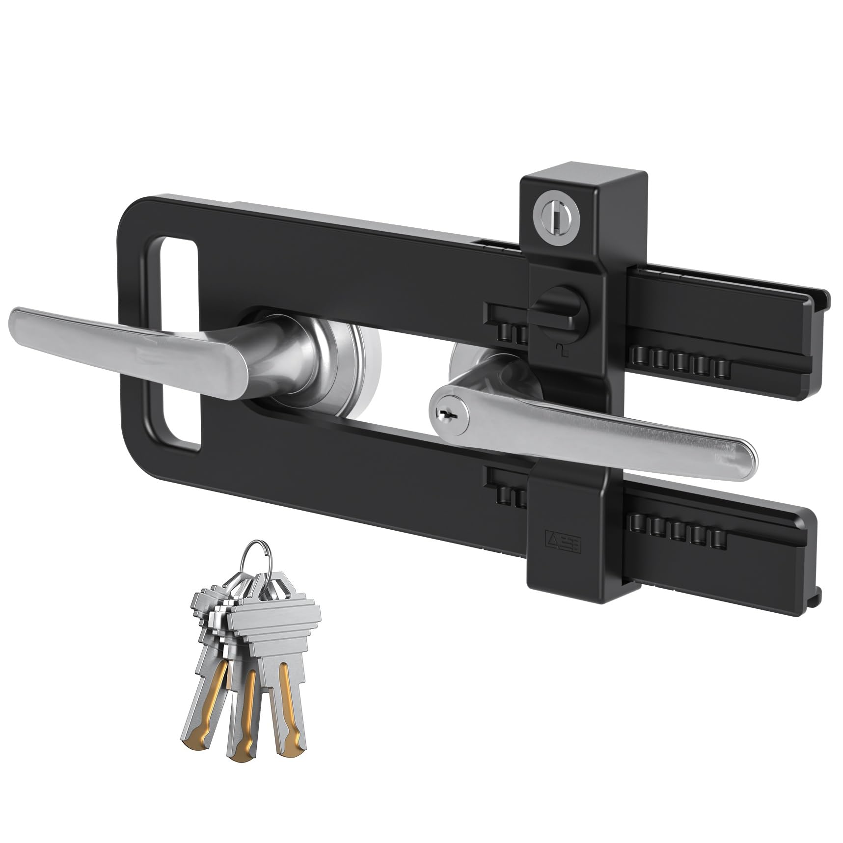 Photo 1 of **MISSING KEY**AST Double Door Lockout Device, French Door Reinforcement Lock with 3 Keys, Lockout to Double Door Knobset and Handleset, Childproof Door Lock, Premium Version (Matte Black with Keyed Differ)