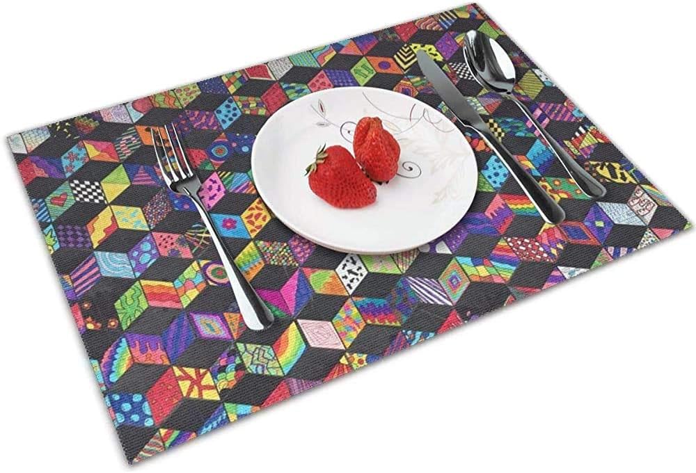 Colorful ThreeDimensional Square Placemats Set of 6 for Dining Table