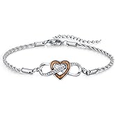 YEESIA Infinity Bracelet 925 Sterling Silver Heart Wooden Bracelet Infinity Jewelry for Women Mom Grandmother Nurse