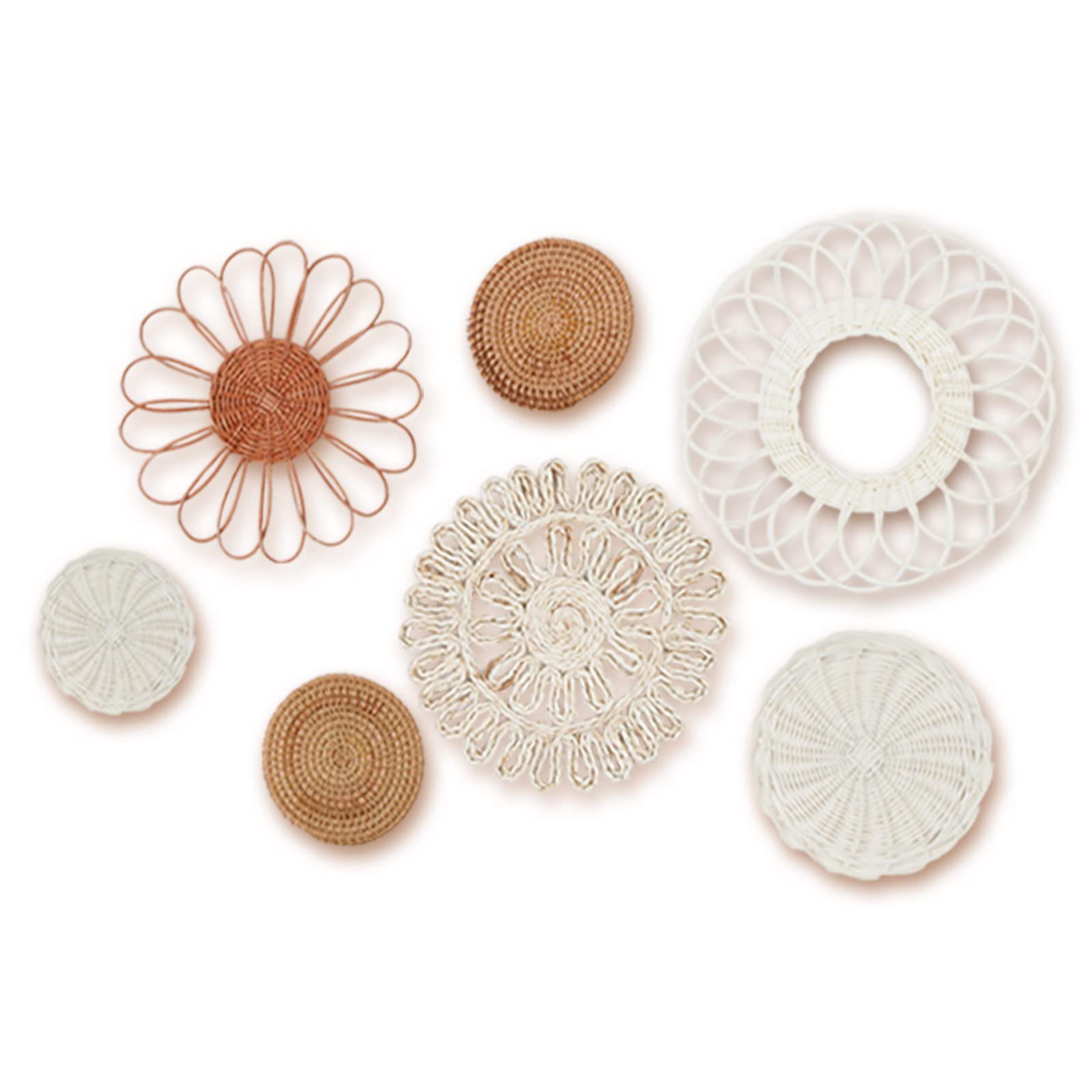 Photo 1 of MeraMera Wall Decor Set of 7, Rattan Flower Wall Decor,Nursery Wall Decor,Nursery Decor,Boho Wall Decor