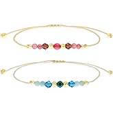 Agriajun Colorful Natural Stone Beads Bracelets Set for Women, Boho Handmade Adjustable Stackable Gold Beaded Strand Bracelet Fashion Jewelry Gift.