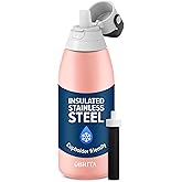 Brita Stainless Steel Premium Filtering Water Bottle, BPA-Free, Reusable, Insulated, Replaces 300 Plastic Water Bottles, Filter Lasts 2 Months or 40 Gallons, Includes 1 Filter, Rose - 32 oz