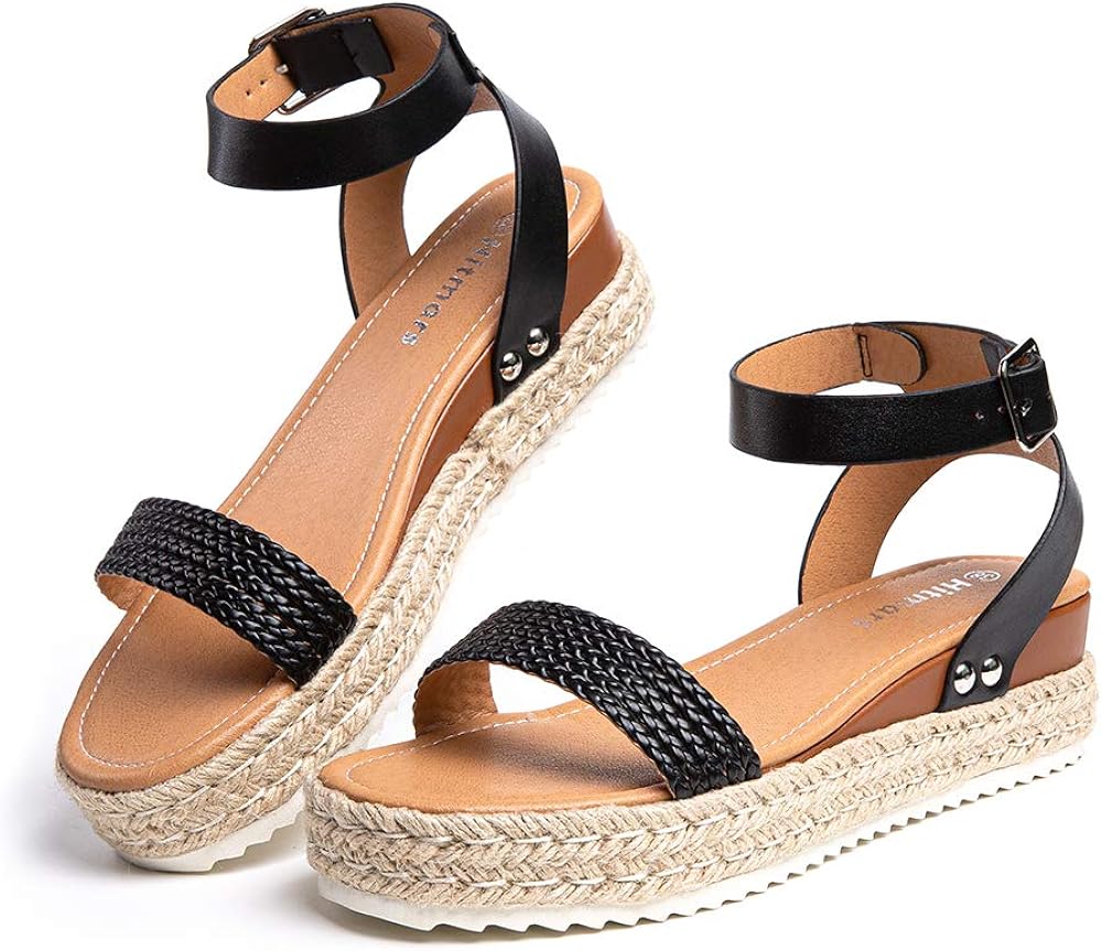 Sandale Plateforme Femme D Ete Espadrille Sandales Compensees Mode Bout Ouvert Faux Cuir Avec Sangle Cheville 5 Cm Noir Marron Kaki Leopard Taille 35 43 Chaussures Chaussures Femme