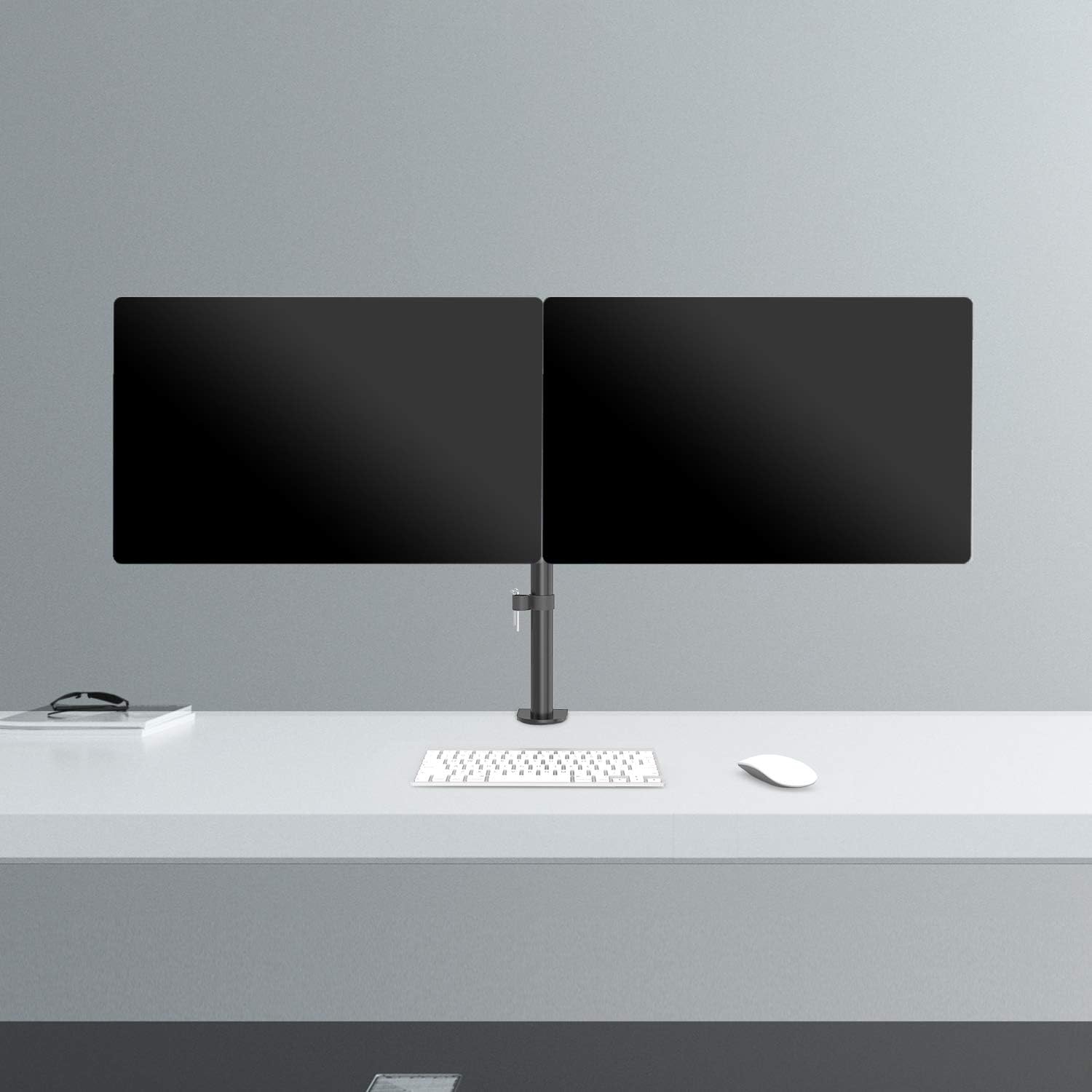 WALI Dual LCD Monitor Fully Adjustable Desk Mount Stand Fits 2 Screens up to 27 inch, 22 lbs. Weight Capacity per Arm (M002), Black : Office Products