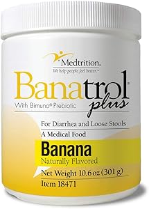 Fast Natural Anti-Diarrhea Medicine Relief Kids, Adults |Banatrol Plus| Banana Flakes and Prebiotic| 28 doses