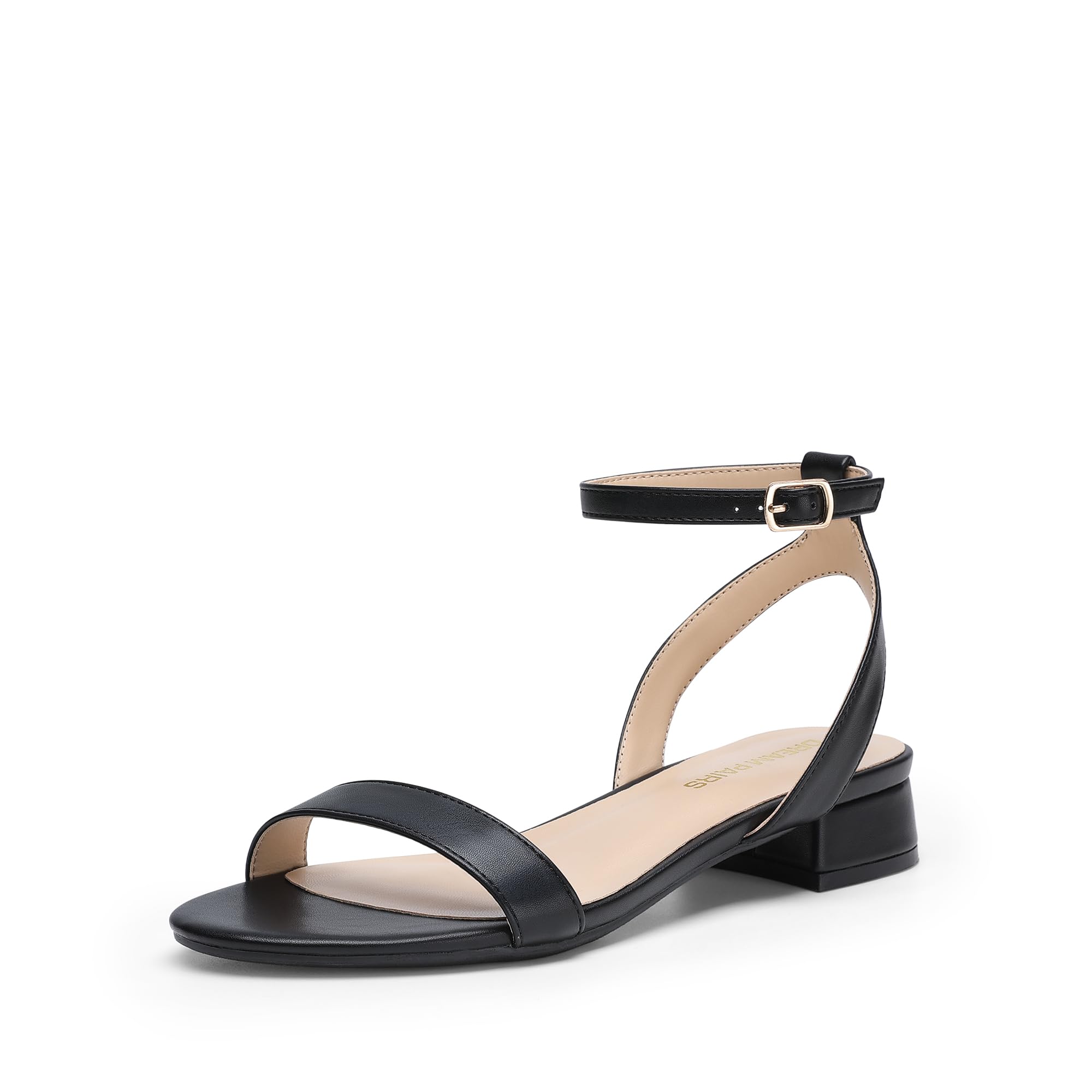 Photo 1 of DREAM PAIRS Women Black White Nude Clear Sandals Low Heel Dressy Sandals Ankle Strap Open Toe Chunky Block Heeled Summer Classic Comfortable Flat Shoes,Size 9,Black-Pu,DWUMHS2509