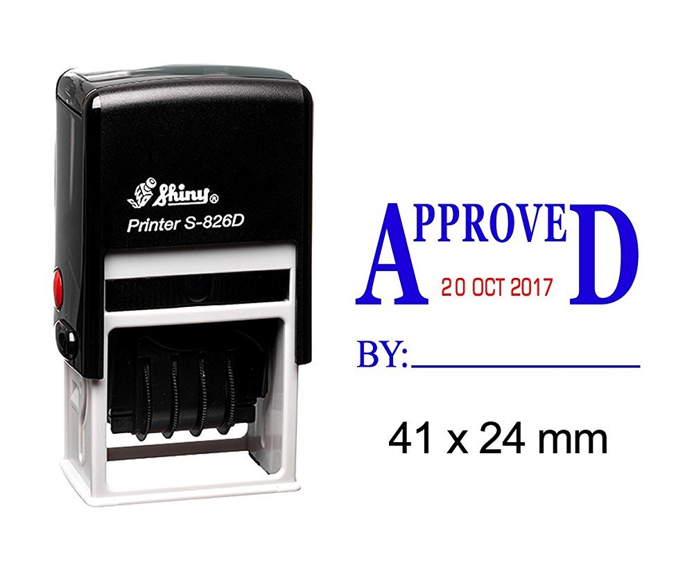 Shiny Date Stamper Self Inking with Approved by Text Ofiice Stationery Rubber Stamp S-826D
