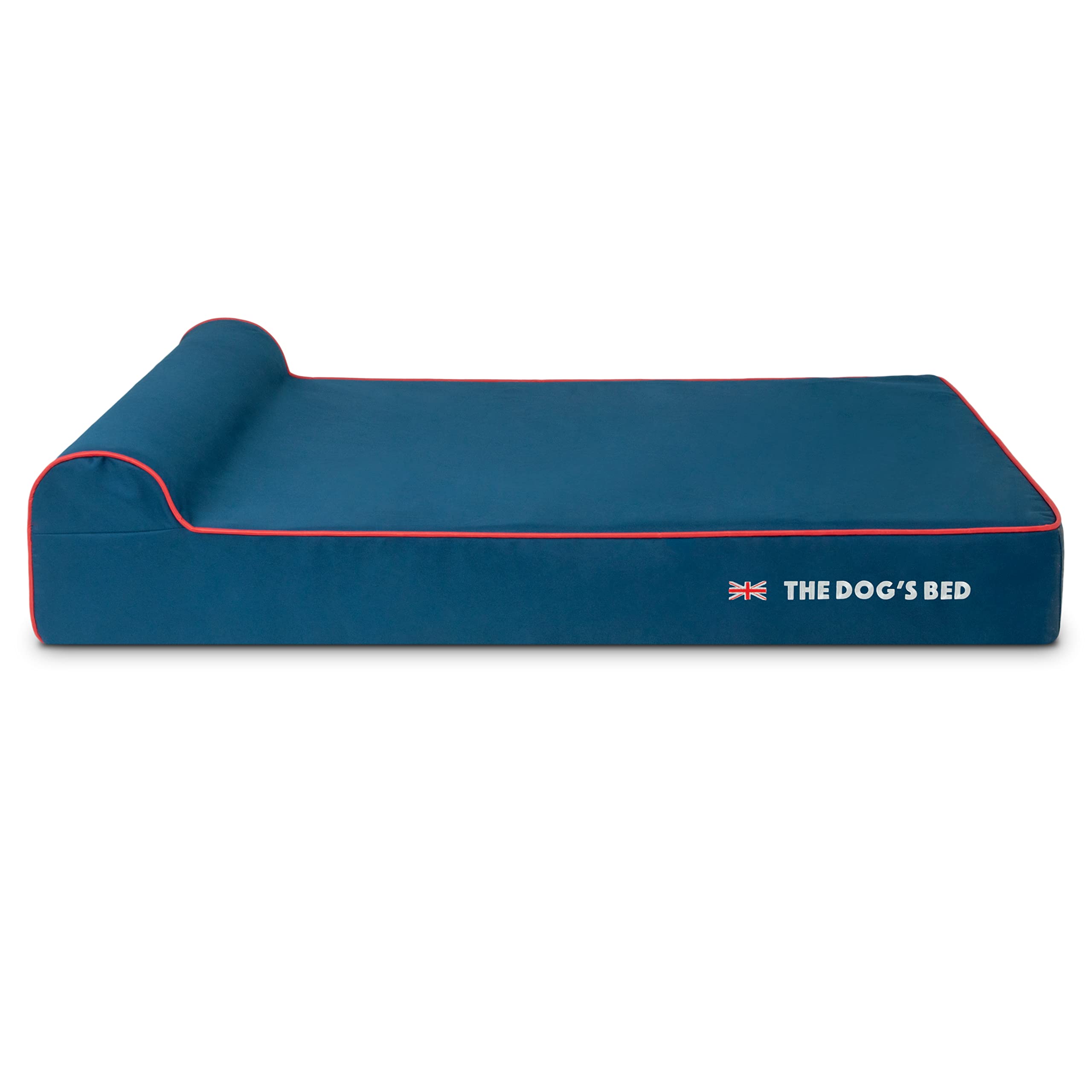 The Dog’s Bed Cover – Replacement Cover, Blue with Red Trim & UK Flag, XL, 15cm
