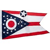 TOPFLAGS Ohio Flag 3x5 Outdoor OH State Flags Embroidered Flag Heavy Duty Sewn Stripes with 2 Brass Grommets