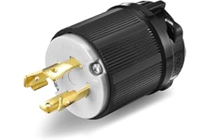 Aweking UL Listed NEMA L15-30P Plug Connector Male,30A 30 Amp,AC 250V 250 Volt,3 Pole-4 Wire,Grouding,Twist Locking,Black Gray