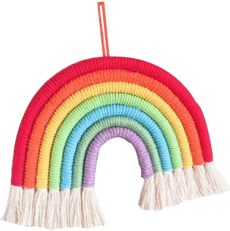 BESPORTBLE Somewhere Over The Rainbow Rainbow Grey Over The Cotton Woven Tassel Hanging Ornaments Tapestry Clouds Wooden Clouds Cotton Rope Tapestry Tassel Resin Wall - Image 3