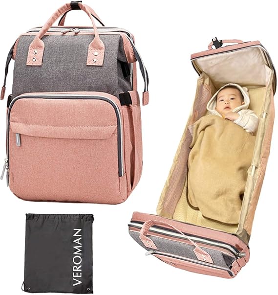 Amazon Co Jp Veroman ベビーベッド マザーズリュック 軽量 大容量 おしゃれ ママリュック 折りたたみ 服 ファッション小物