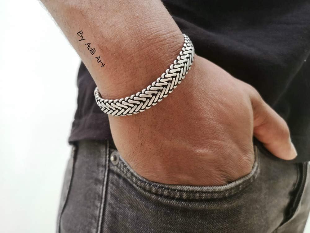 925 Silver Plated Men's Bold Chain Bracelet (for wrist size approx 8.5")