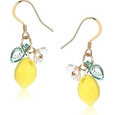 LXUEJIE Cute Lemon Dangle Earrings for Women, Resin Yellow Lemon Hoop Earrings Minimal Fashion Fruits Dangling Earring for Women Sweet Earring for Birthday Valentine's Day Christmas