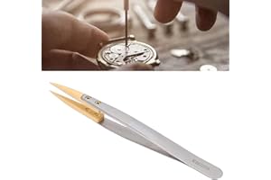 Ymiko Tip Tweezers Watch Repair Tool Boxwood Stainless Steel Maintenance Tweezers for Watch Phone Camera Repair Professional 