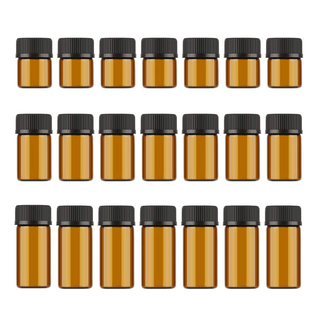 Photo 1 of JJKMALL 1ml/2ml/3ml Mini Amber Glass Vial Essential Oil Bottles with Orifice Reducer and Cap for Essential Oils, Chemistry Lab Chemicals, (30 pcs) (1ml 10pcs 2ml 10pcs 3ml 10pcs)