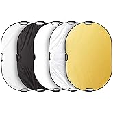 Neewer 80 X 120 Cm (5 En 1 Ovale Pliable Multi-Disque Réflecteur De Lumière Pour Appareil Photo-Noir/argent/or/blanc