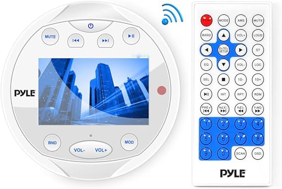round marine stereo with bluetooth