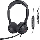 Yealink UH44 Teams Certified USB Wired Headset with 2 Noise Cancelling Mics,Stereo Sound for PC,Laptop,Teams,Zoom,Call Center,Home Office,Inline Controls,Comfort Ear Cushions,USB-C/A,Busylight
