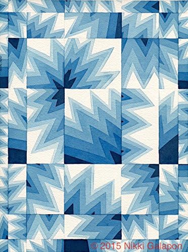 Shades of Blue geometric shapes Original Watercolor Abstract Painting Modern Art, 12"x16" Nikki Galapon 2015