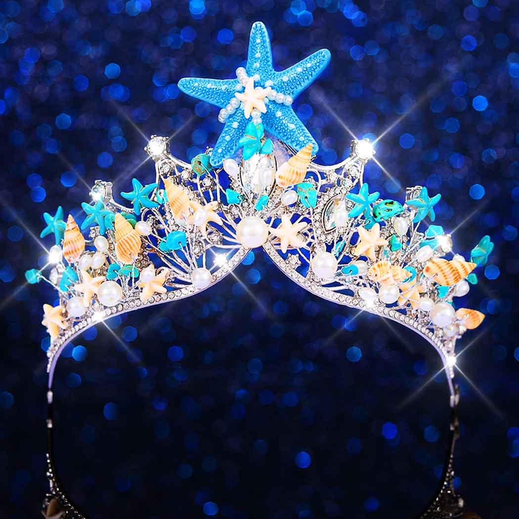 Photo 1 of GENBREE Mermaid Crown Seashell Tiara Starfish Headpiece Hair Accessories for Women