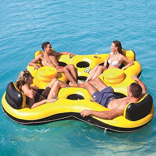 Limiz Floating row Ocean Park Recliners Four-person floating row Floating bed Water row Swim Ice bucket adult child large size yellow Inflator