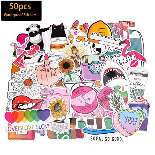 Stickers for Water Bottles, Waterproof Aesthetic Quality Vinyl Stickers 50pcs with Packaging Box for Teens Kids Girls - Perfect for Laptop, Hydro Flask, Phone, Travel Case, Refrigerator