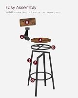 VASAGLE Bar Stools Set of 2 with Backrest 73 cm Tall Industrial Rustic Brown view 8