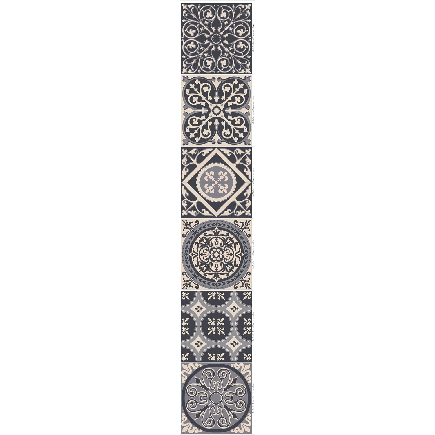 PLAGE 6 Wall tiles stickers, Grey, each 15 x 15 cm