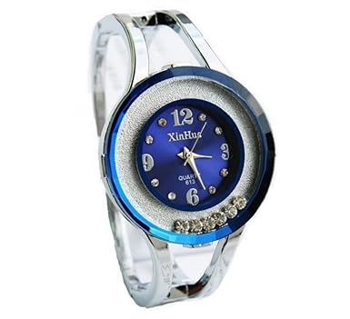 Analogue Rolling Diamonds Blue Dial Women's Watch- W111