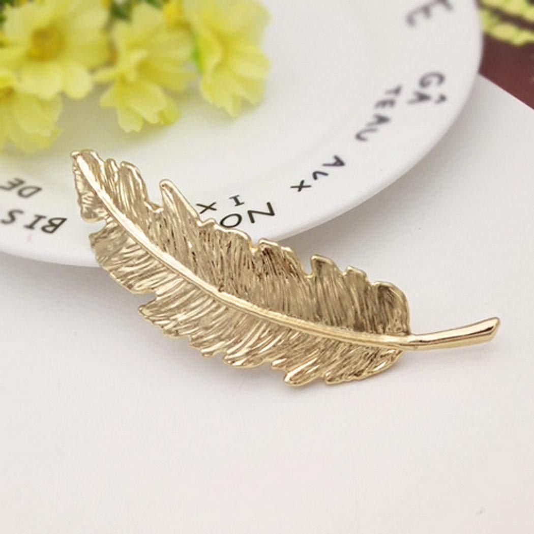 UpBeauty Leaf Feather Hair Pin Jewelry Women Hair Clip Hairpin Hair Accessories Headwear Gold