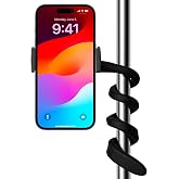 Masansan Portable Flexible Phone Holder for Treadmill, Gym,Black | Gooseneck Phone Holder for Stroller, Shopping Cart&amp; Desk with 16.5&rdquo; Long Arm for Smartphones