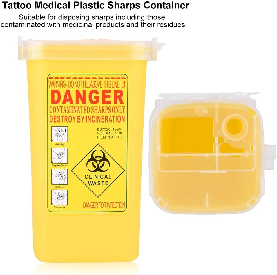 KSTE, 1 Liter Medical Plastic Sharps Container, Yellow, Durable, 1.0 liters, Rectangular - Image 3