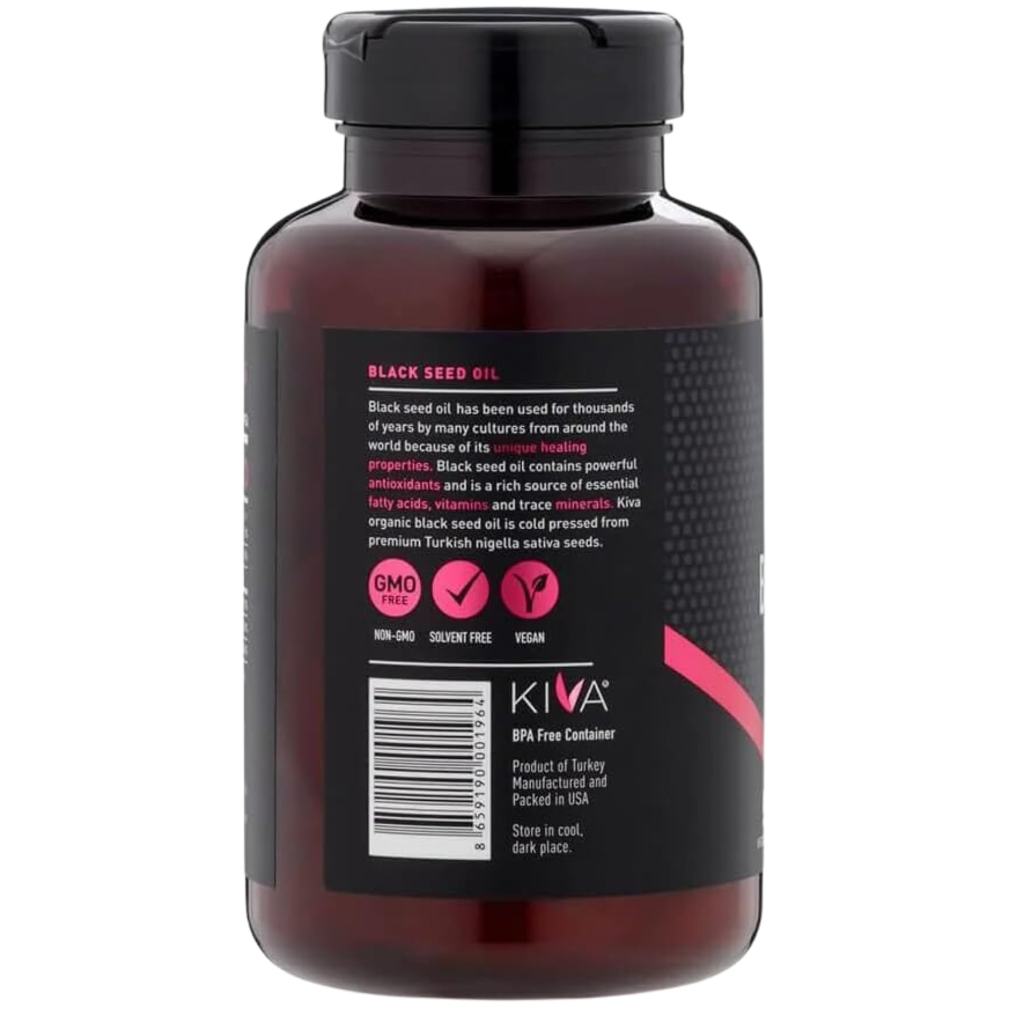 Black Seed Oil Softgel Capsules - Cold-Pressed (2000mg), 1.5%+ High Thymoquinone (TQ), 100% Turkish Nigella Sativa Seed Oil, 90 Vegan Softgels