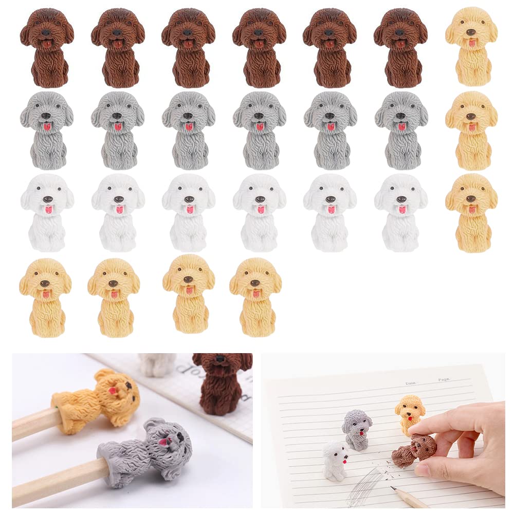 OLRWSLG Animal Shapes 3D Cartoon Erasers - 25 Pcs Teddy Dog & More - Mini Puzzle Rubber Erasers for Kids, Office, School, Parties & Gifts