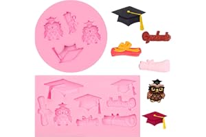 MUYULIN Bachelor Cap Fondant Moulds, Graduation Season Owl Awards Silicone Mould for Graduation Celebration Cake Cupcake Decorating, DIY Graduation Season Candy Chocolate Candy Craft Paste, Polymer Clay