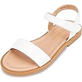 PANDANINJIA Gina Girls Sandals Open Toe Summer Flats Dress Sandals Shoes Toddler/Little Kid/Big Kid