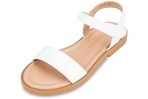 PANDANINJIA Gina Girls Sandals Open Toe Summer Flats Dress Sandals Shoes Toddler/Little Kid/Big Kid
