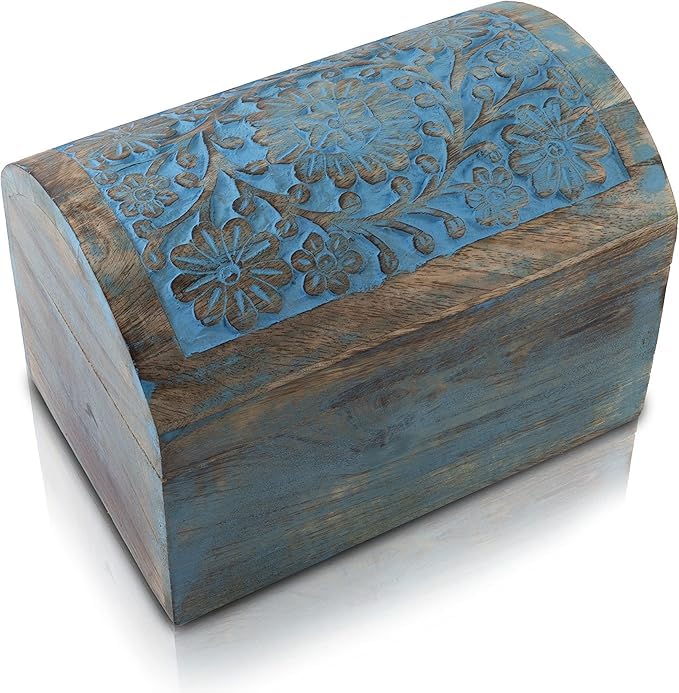 Great Birthday Gift Ideas Handmade Decorative Wooden Jewellery Box Treasure Box Jewellery Organizer Keepsake Box Treasure Chest Trinket Holder Lock Box Watch Box 22 x 15 cms