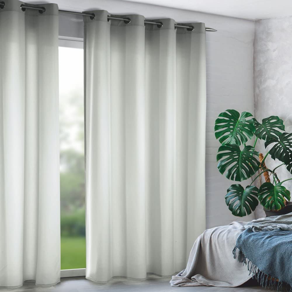 GardinenOutlet Tim Eyelet Curtain, Silver, Approx. 240 x 135 cm