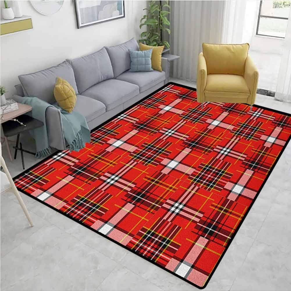 Plaid Personalized Area Rug Hallway Runner, Traditional