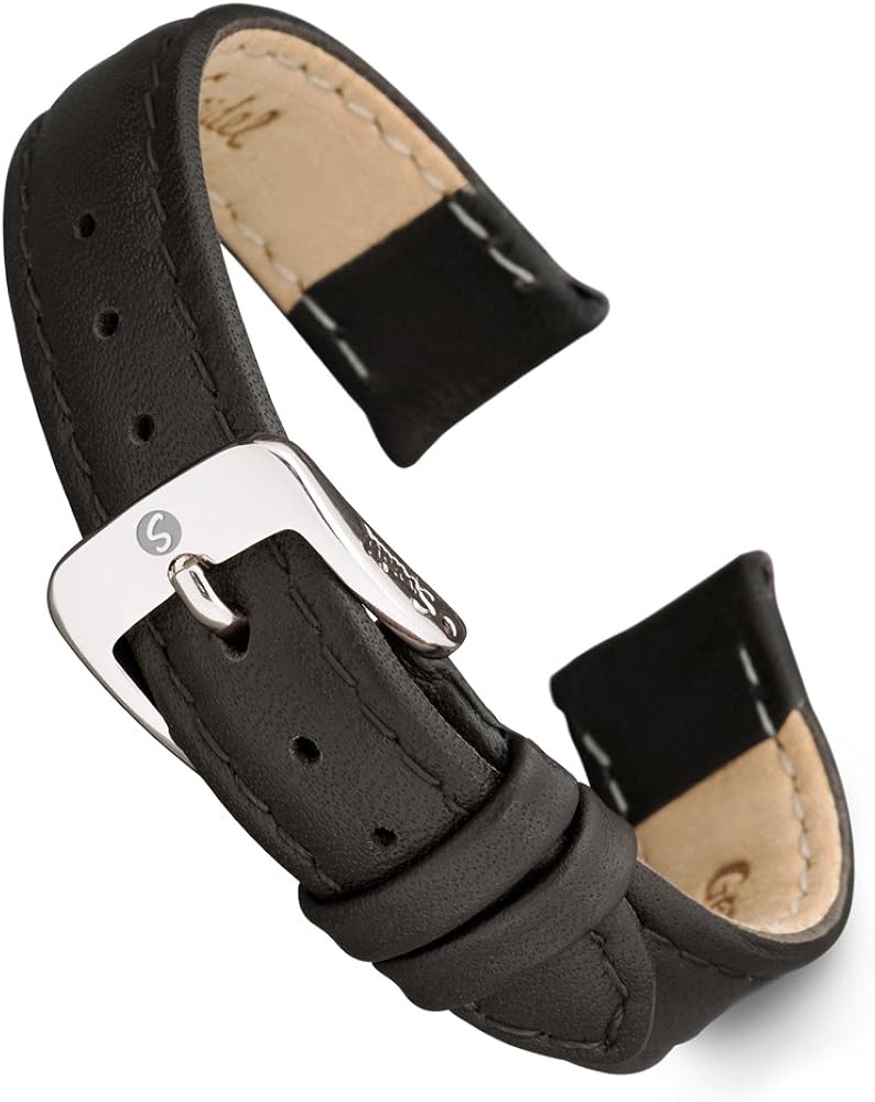Speidel Genuine Leather Ladies Watch Band Black Brown White Stitched Calf Skin Replacement Strap Stainless Metal Buckle Watchband Fits Most Watch Brands 8mm 20mm Amazon Com