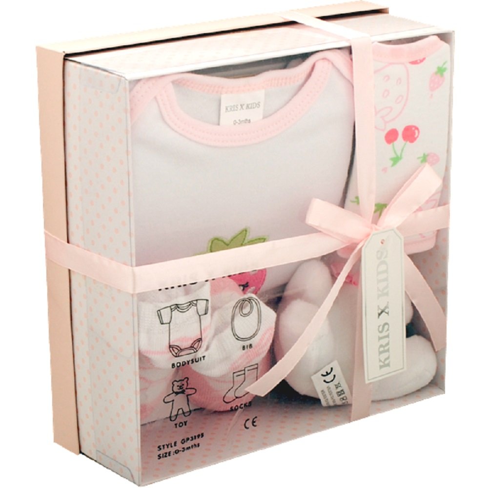 Newborn Baby 4 pcs Gift Set 0 3 Months. Available in Blue or Pink or