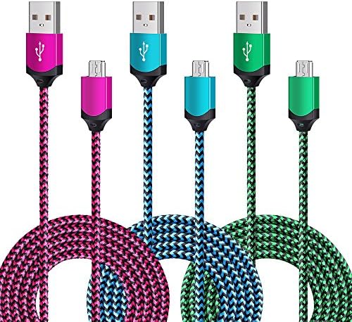 USB Cable Android, NonoUV 3-Pack USB 2.0 A Male to Micro B Braided High Speed USB Charger Cables Android USB Charging Cord for Samsung Galaxy S7 S6 Edge S4, Note 4 5, HTC, LG, Nexus, Tablet, PS4, XBOX