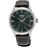 SEIKO SSA459 Automatic Watch for Men - Presage Collection - Rich Green Patterned Dial - Stainless Steel, Leather Band- Water-Resistant 50M