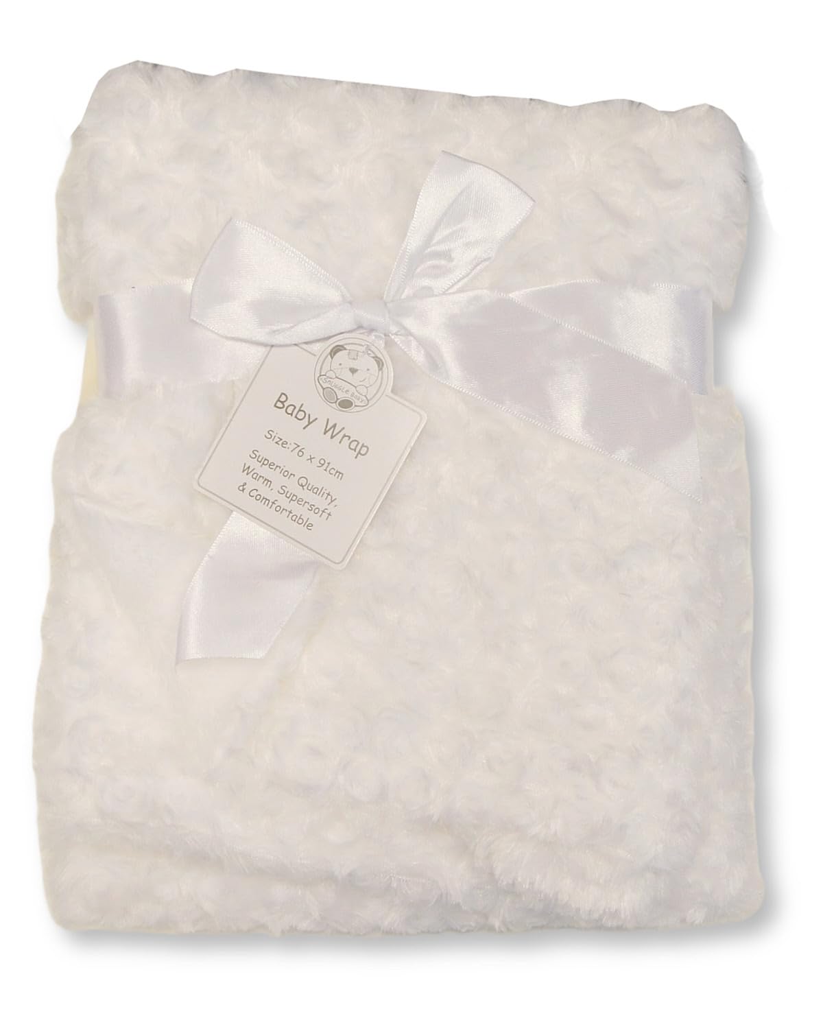 Baby Rosebud Coral Fleece Wrap Blanket - 4 Colours (White)